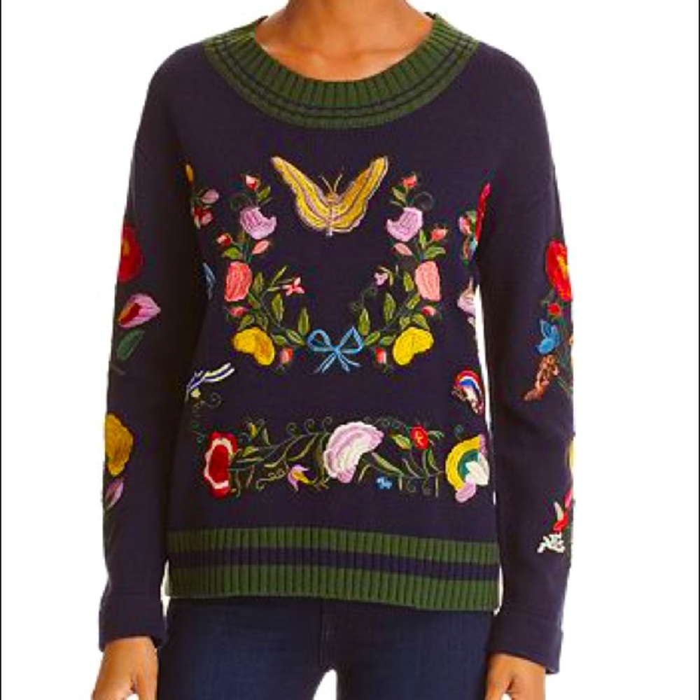 Aqua Embroidery Sweater